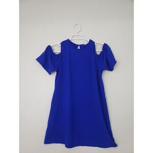 (Ju) Y2K Tovia womens Tunic Top Size L Cold Shoulder Royal Fairycore Festival
